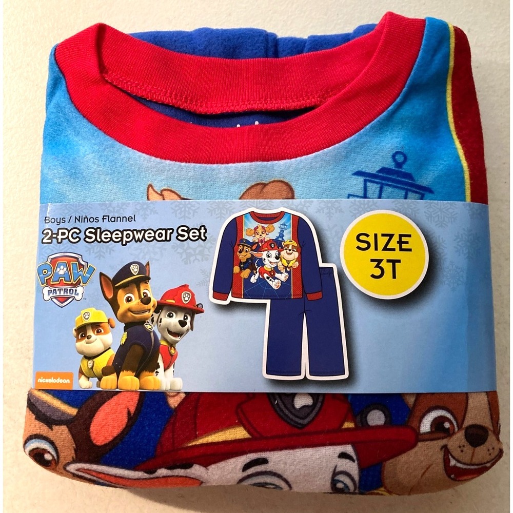 New Paw Patrol Boy's 2 Pc Fleece Pajama Set, 3T, Marshall, Rubble